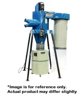 Baileigh Industrial - 5HP 220V 3Ph Cyclone Style Dust Collector with Remote Start, 3600 CFM, 60 Gallon Drum