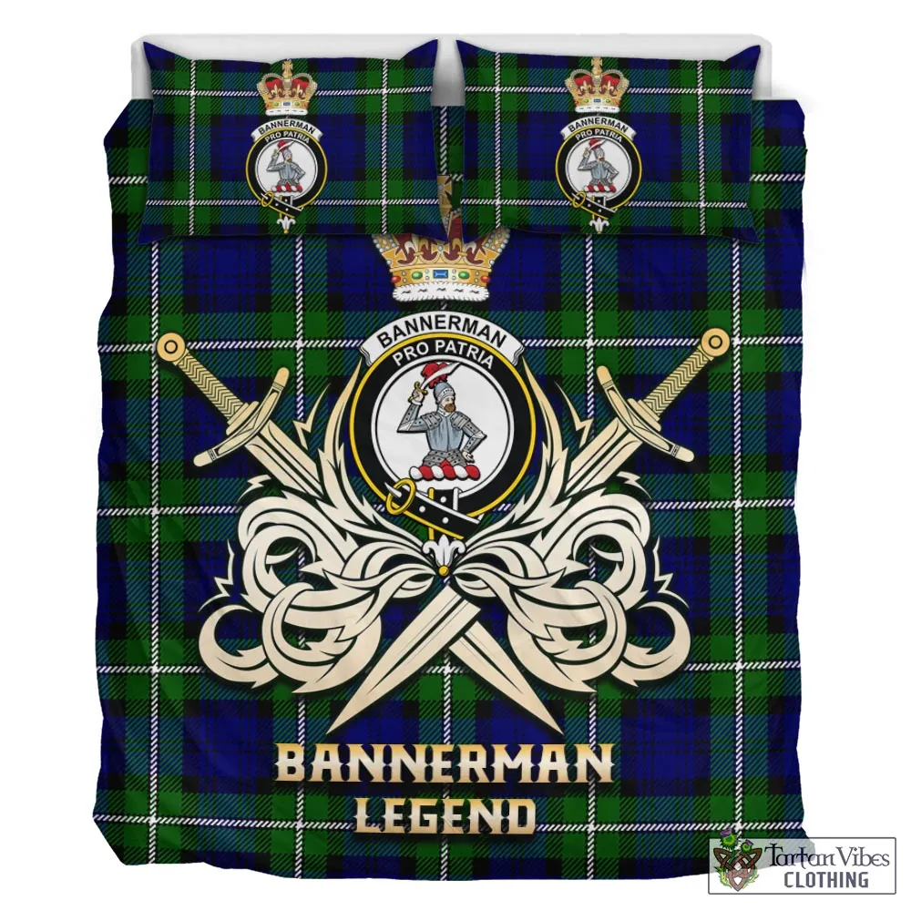 Bannerman Tartan Bedding Set with Clan Crest and the Golden Sword of Courageous Legacy