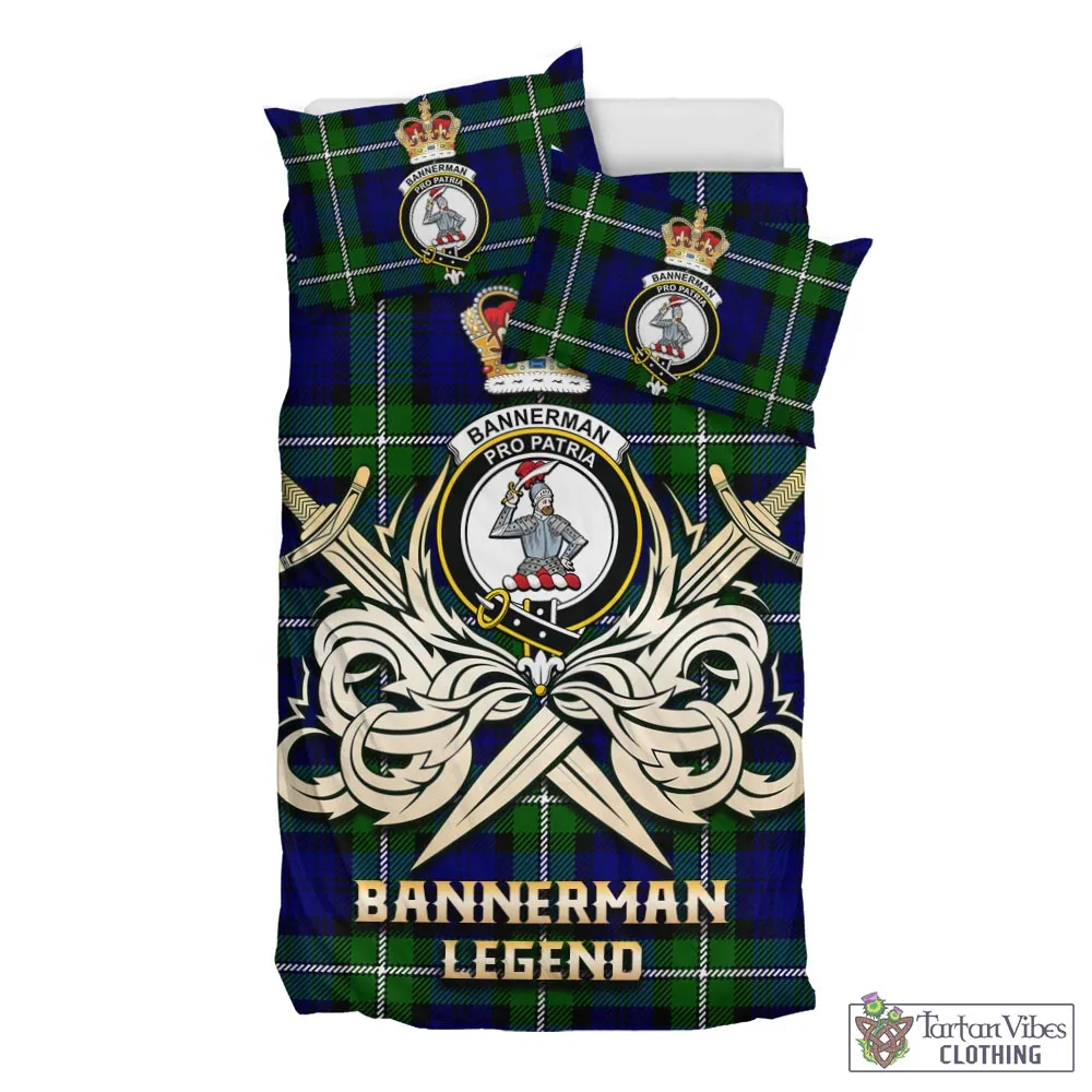 Bannerman Tartan Bedding Set with Clan Crest and the Golden Sword of Courageous Legacy