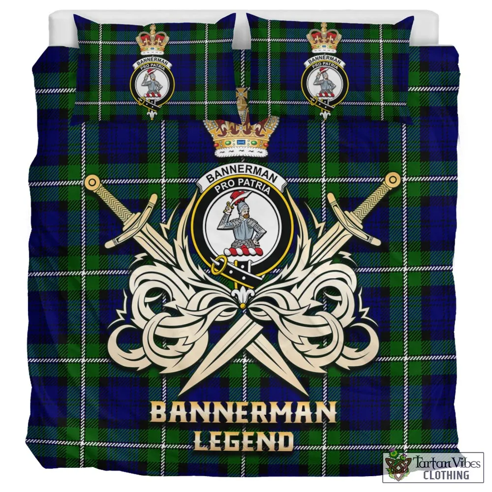 Bannerman Tartan Bedding Set with Clan Crest and the Golden Sword of Courageous Legacy