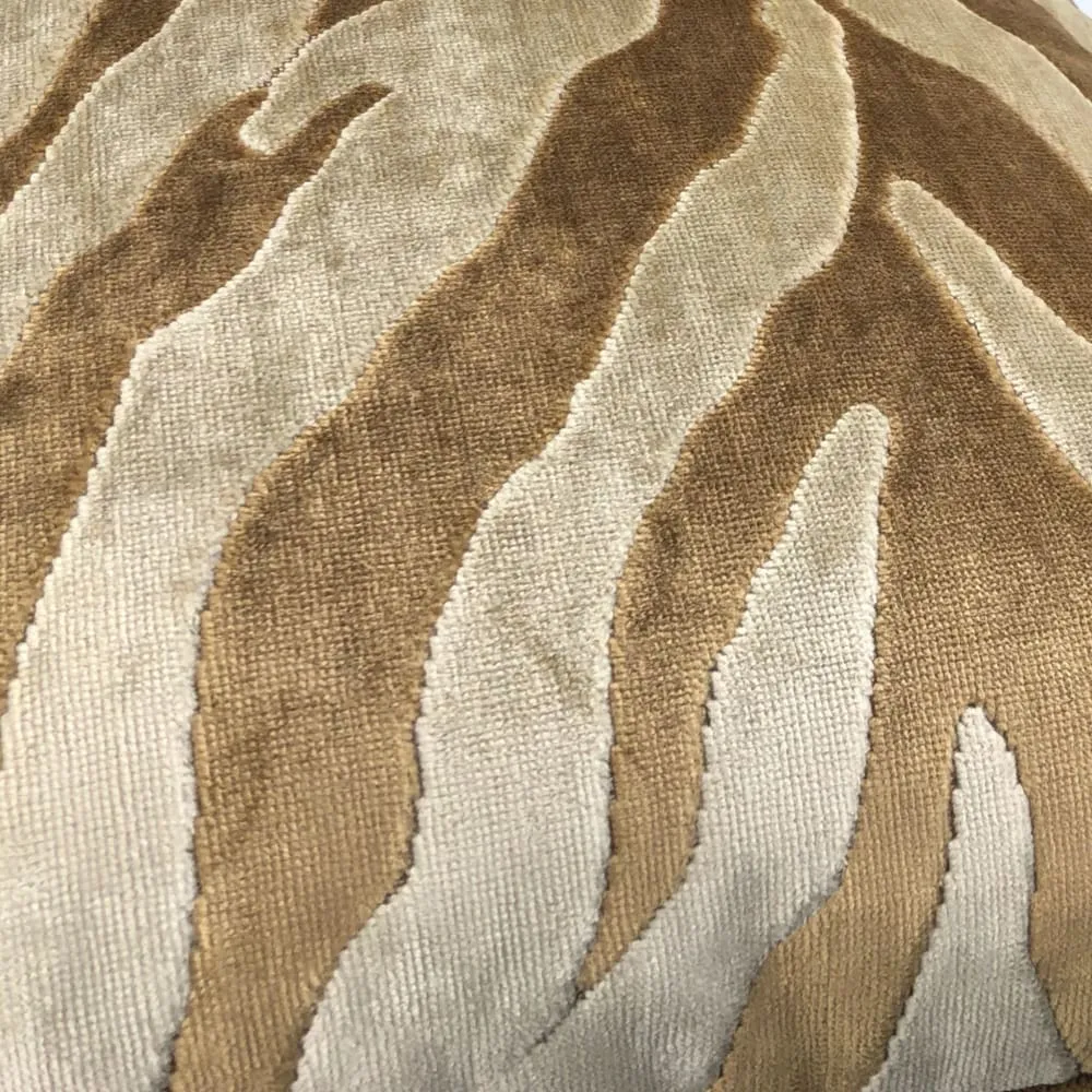 Bantu Brown & Cream Animal Stripe Velvet Pillow Cover