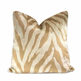 Bantu Brown & Cream Animal Stripe Velvet Pillow Cover