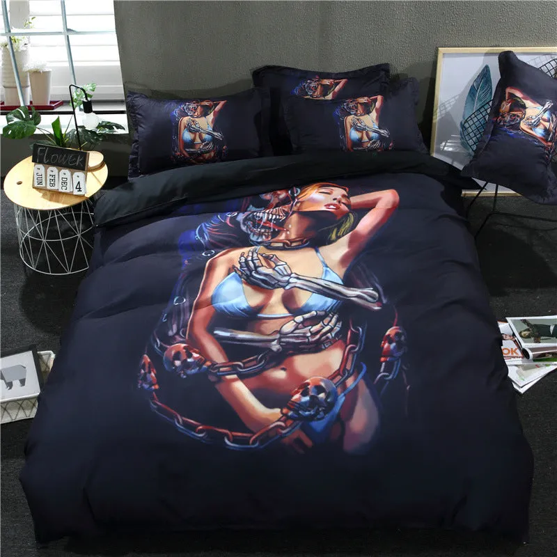 Bedding Set Skull Head Foreign Trade 3D Three Or Four Sets