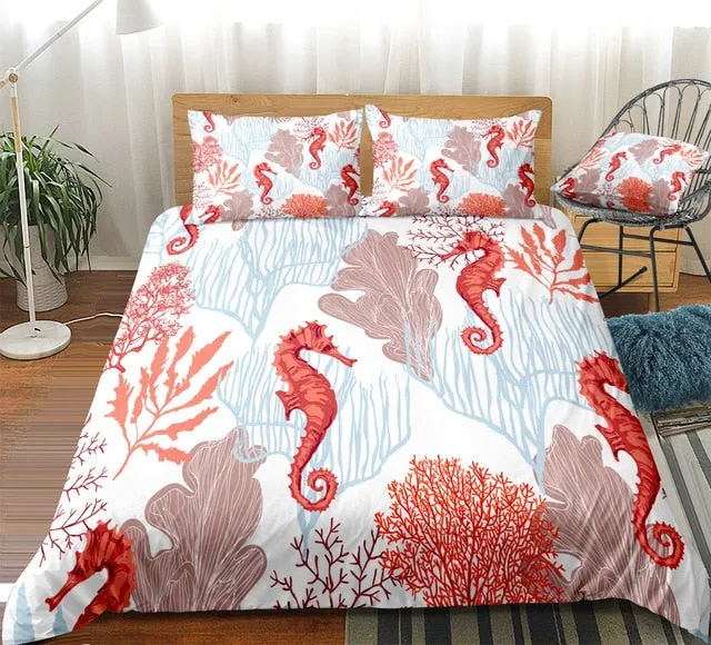 Bedding Sheet: Seahorse & Corals