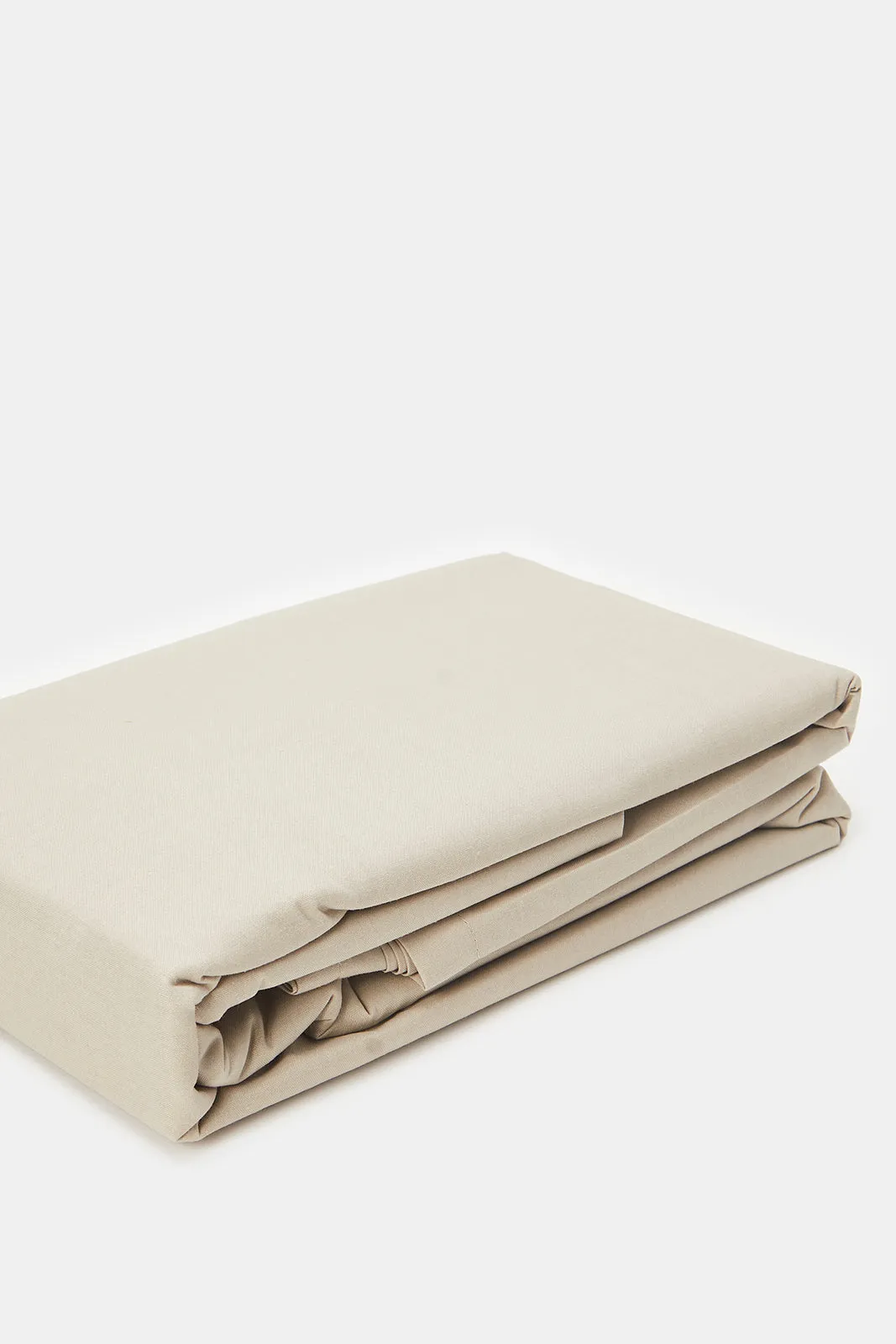 Beige 3-Piece Solid Flat Sheet (Double Size)