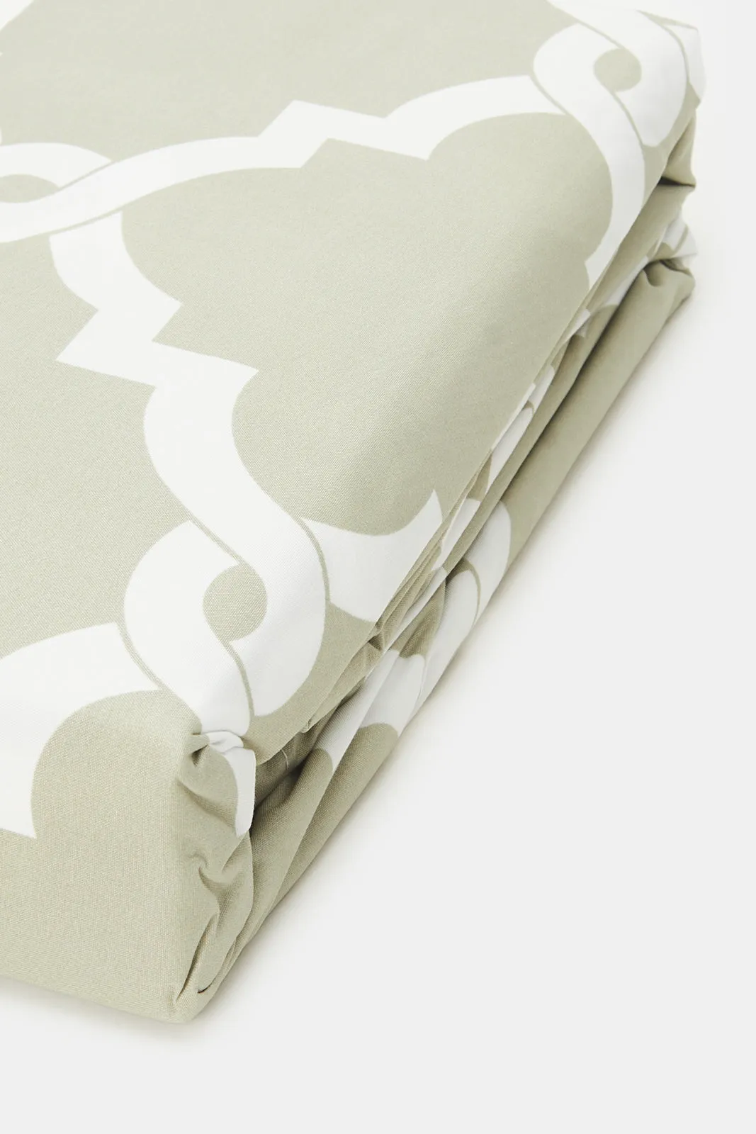 Beige Geometric 3-Piece Flat Sheet (King Size)