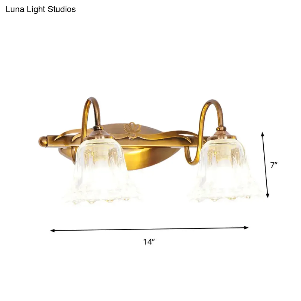 Bell Vintage Style Crystal Sconce Light with Gooseneck Arm – Brown, 2/3/4-Head Vanity Wall Lamp