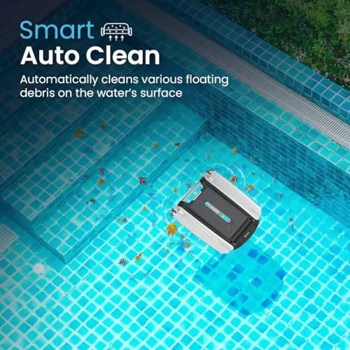 Betta SE Solar-Powered Robotic Automatic Pool Skimmer Cleaner with 30  Hour Cleaning Battery, Pool Skimmer Anti-Stuck Foam Noodle, and Re-Engineered Twin SCT Motors (Blue)