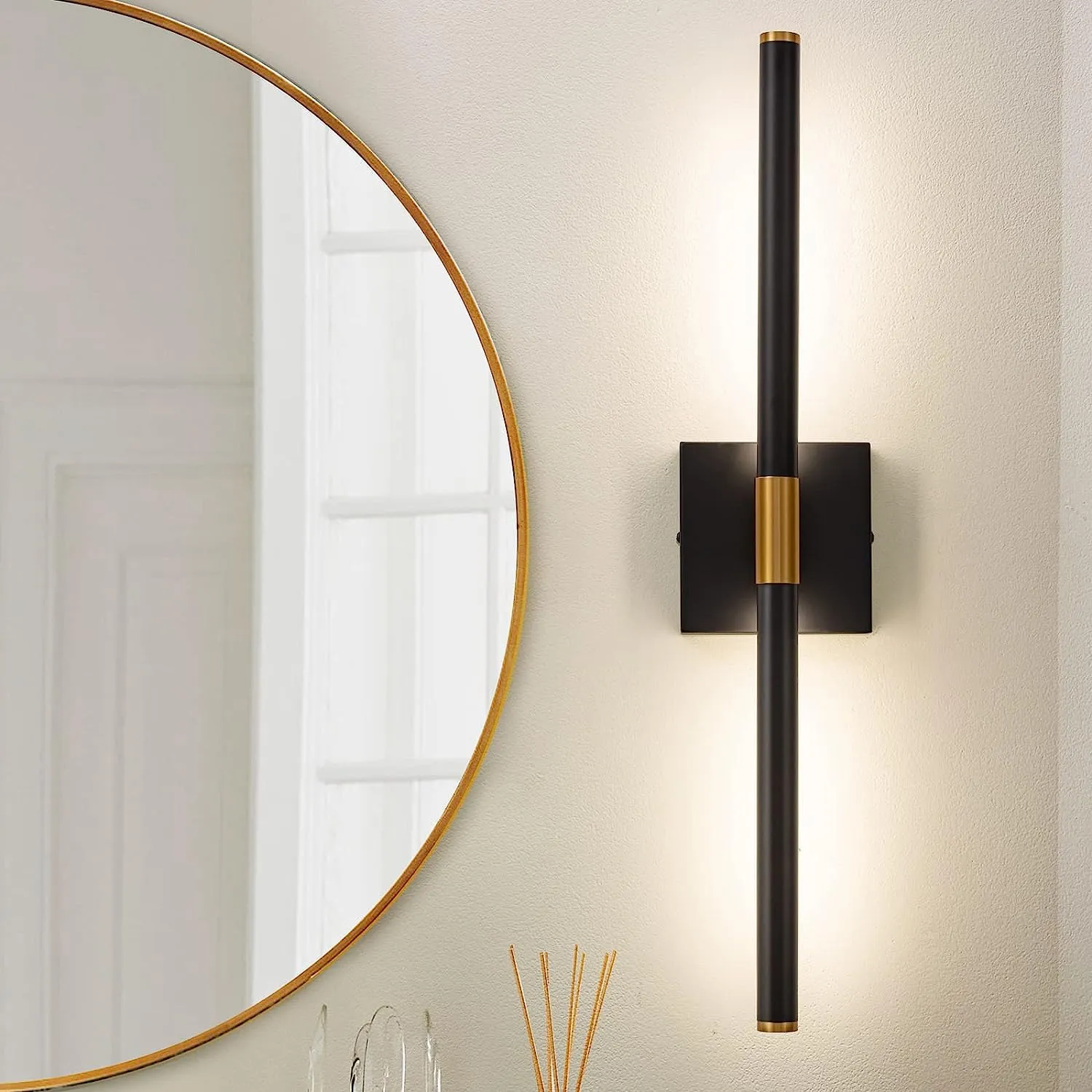 Black and Gold Dimmable LED Vanity Light 24" and 30"