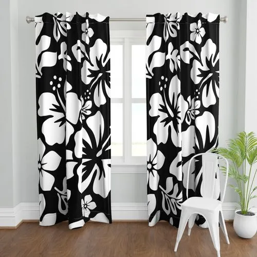 Black and White Hawaiian Flowers Sheet Set from Surfer Bedding™️ Large Scale