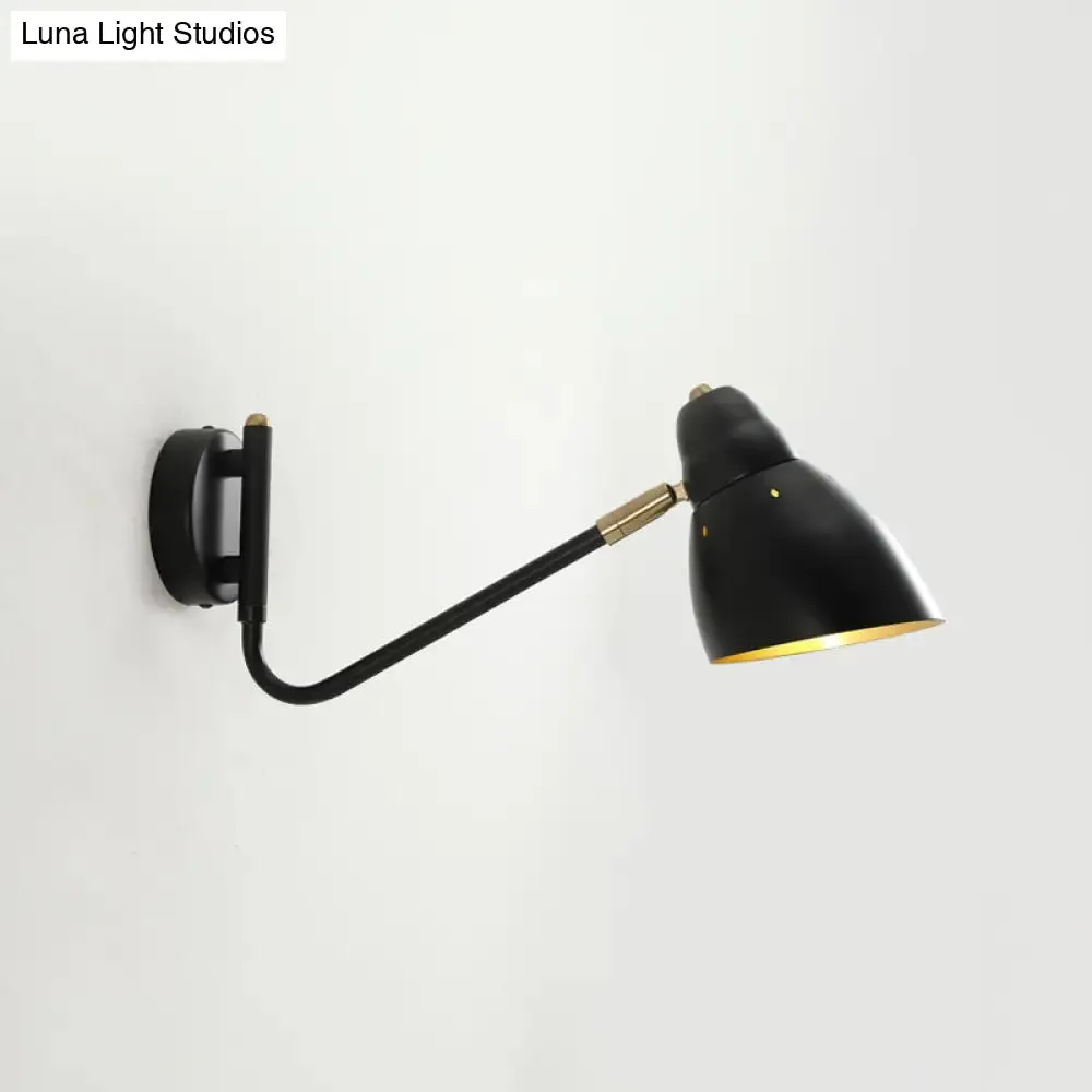 Black Farmhouse Wall Lamp with Angled Arm and Dome Shade - 1 Light Sconce