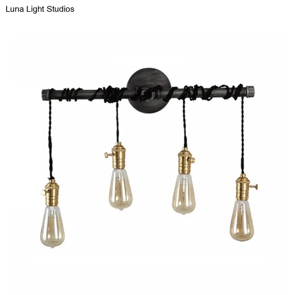 Black Metal Sconce Light with Hanging Shade - Industrial Wall Mounted Lighting for Dining Room