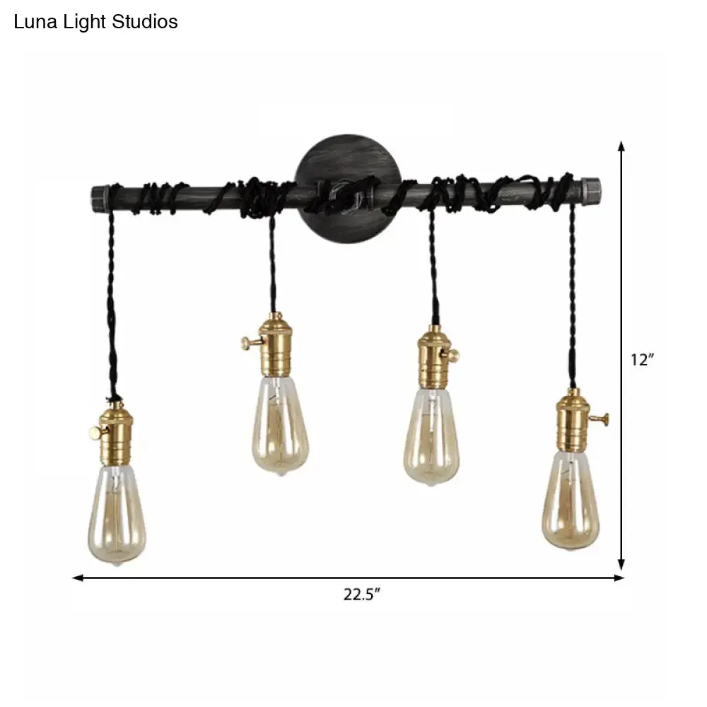 Black Metal Sconce Light with Hanging Shade - Industrial Wall Mounted Lighting for Dining Room