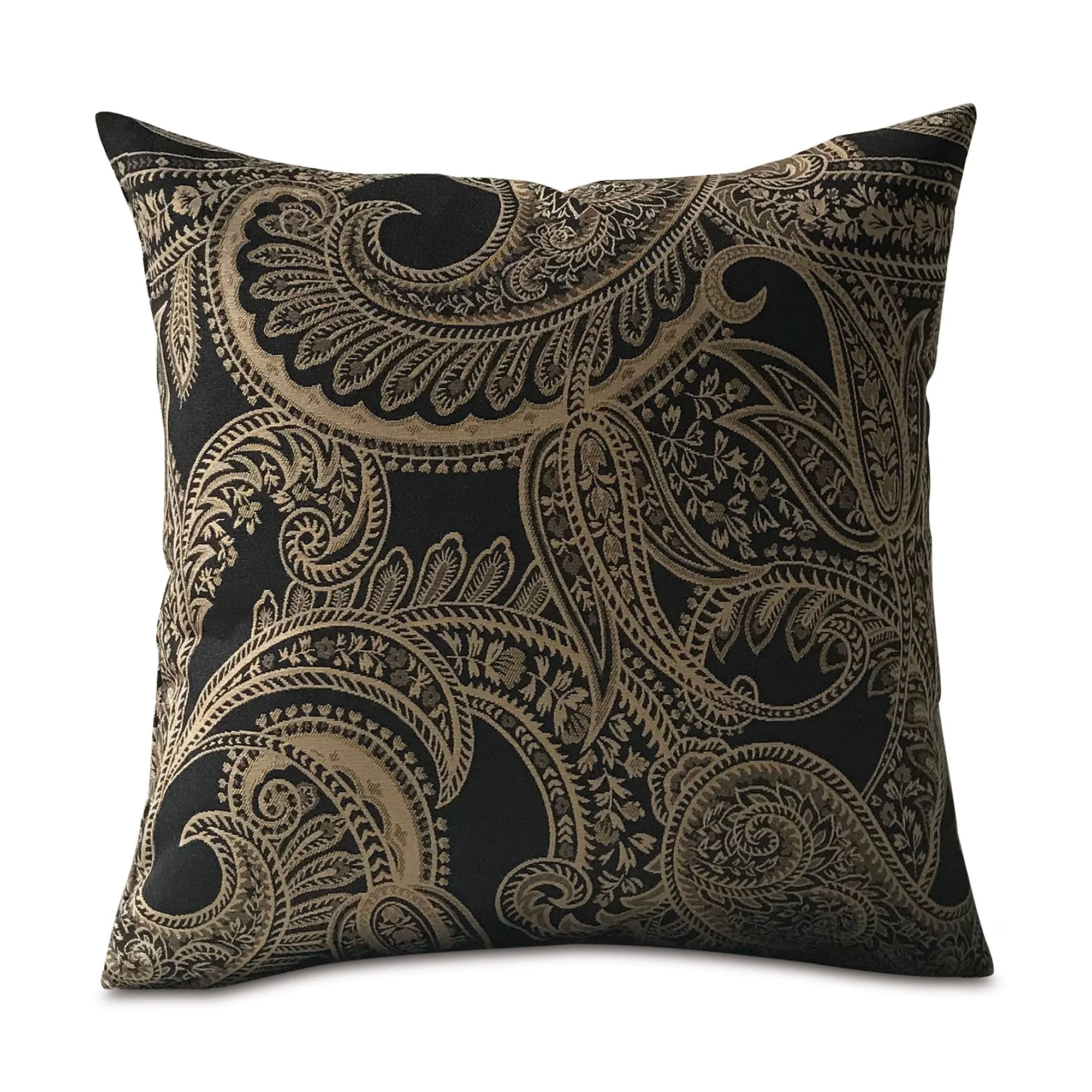 Black Traditional Paisley Throw Pillow Cover 16x16