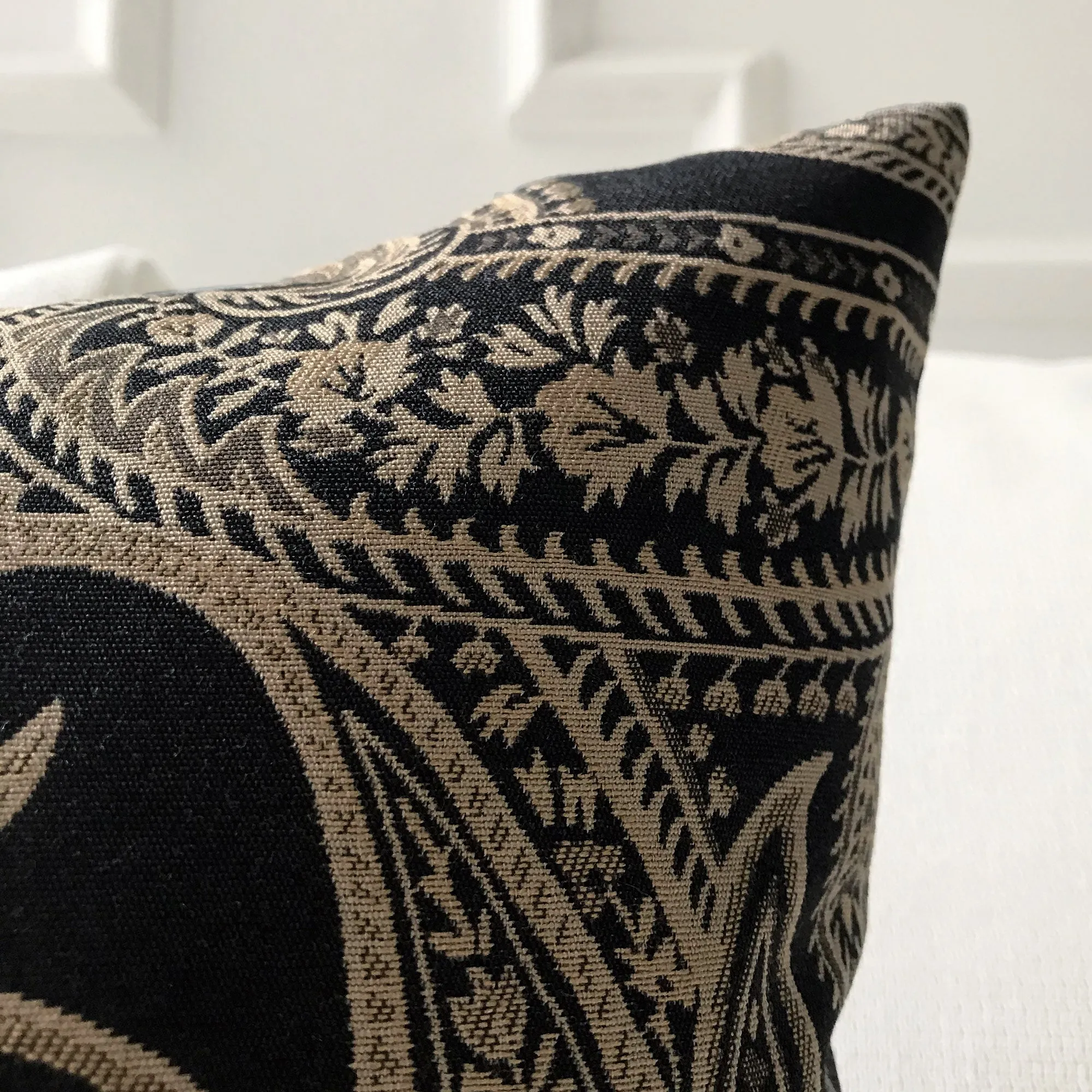 Black Traditional Paisley Throw Pillow Cover 16x16