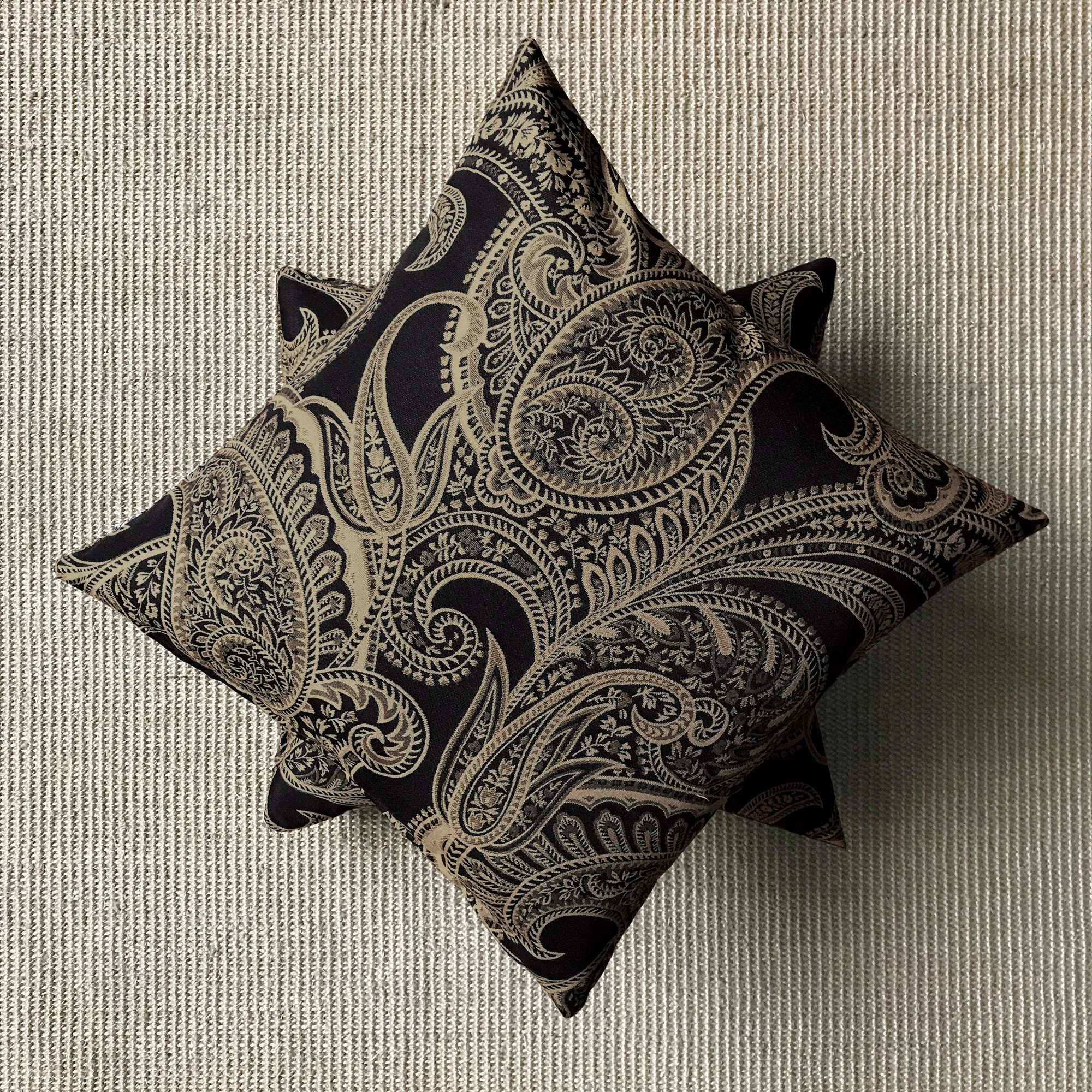 Black Traditional Paisley Throw Pillow Cover 16x16