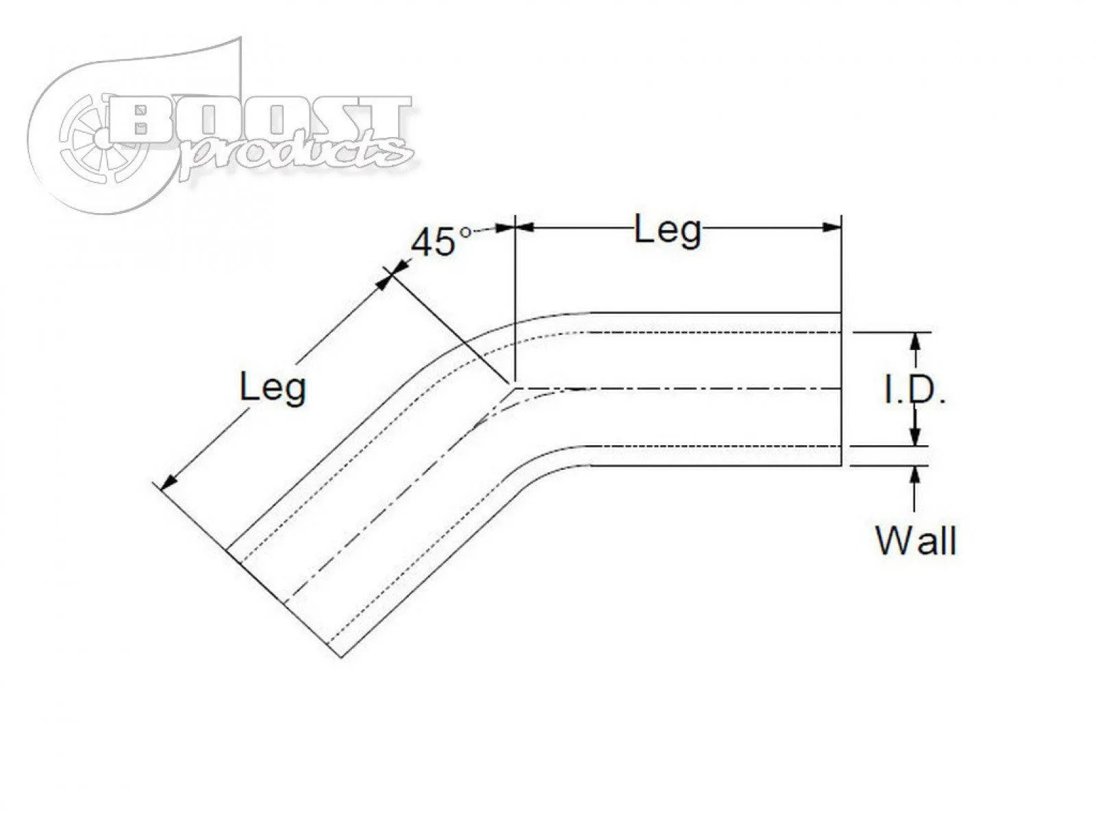 BOOST Products Silicone Elbow 45 Degrees, 60mm (2-3/8") ID, Black