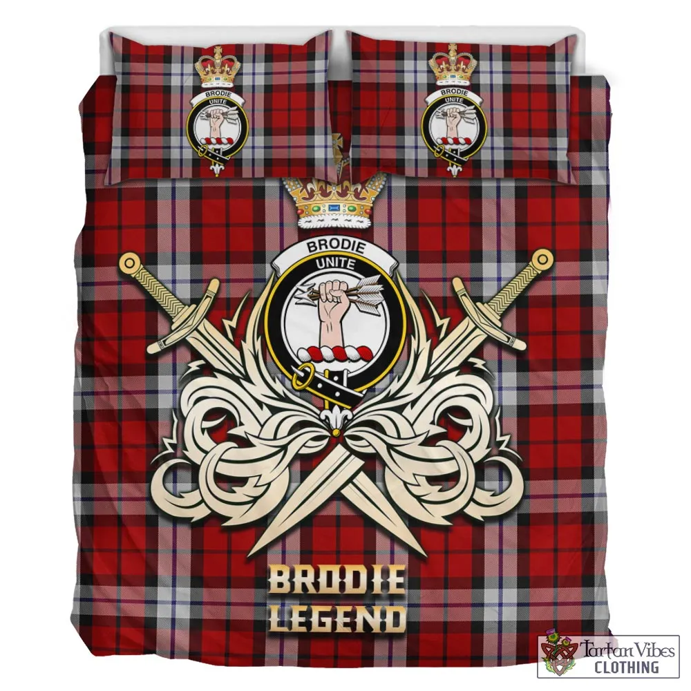 Brodie Dress Tartan Bedding Set with Clan Crest and the Golden Sword of Courageous Legacy