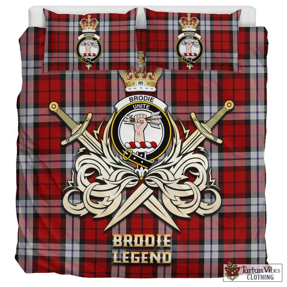 Brodie Dress Tartan Bedding Set with Clan Crest and the Golden Sword of Courageous Legacy