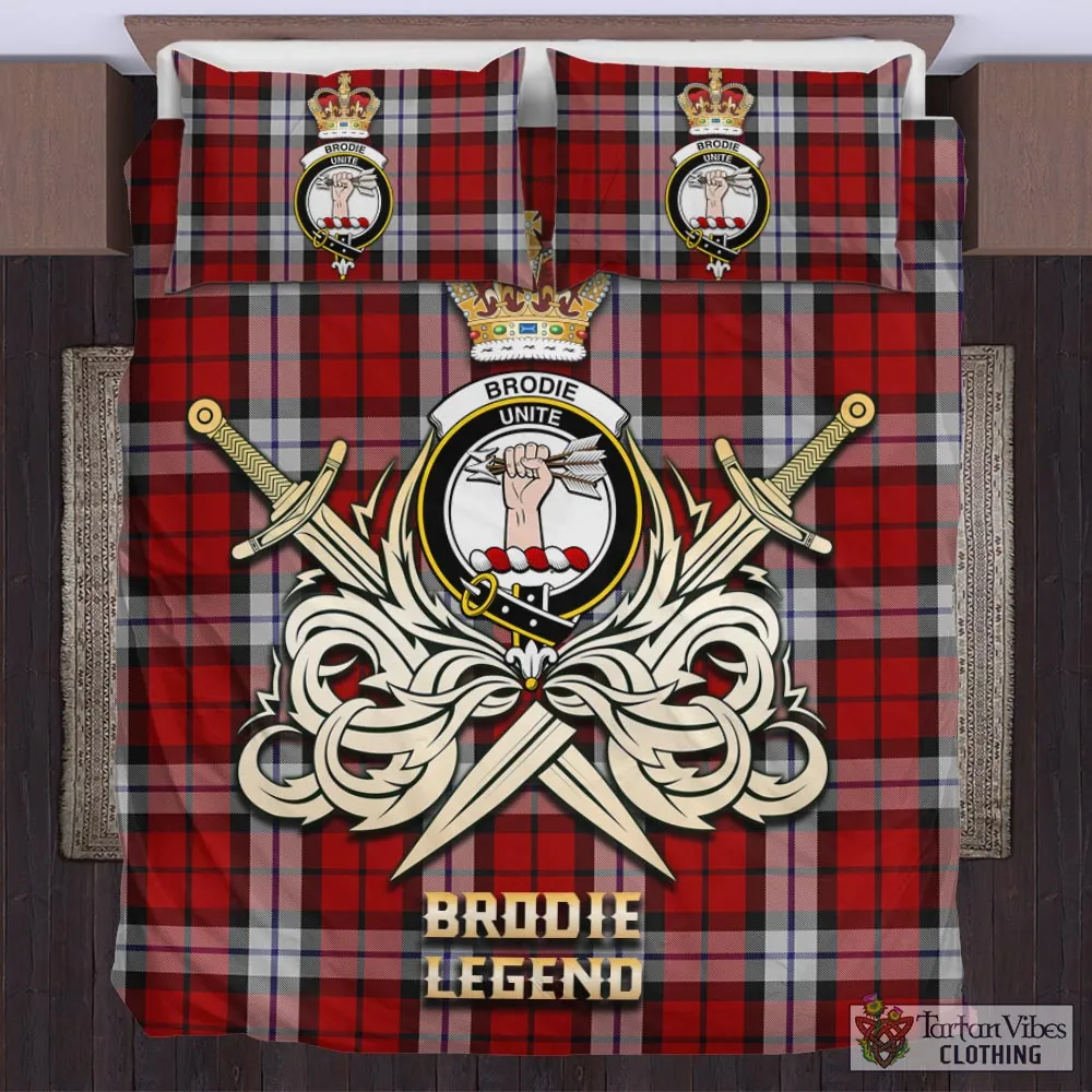 Brodie Dress Tartan Bedding Set with Clan Crest and the Golden Sword of Courageous Legacy