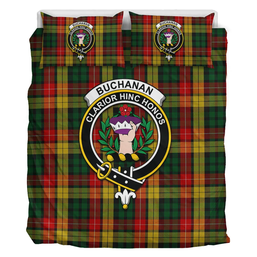 Buchanan Tartan Bedding Set with Family Crest