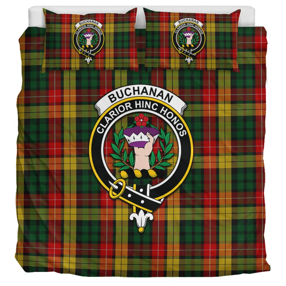 Buchanan Tartan Bedding Set with Family Crest