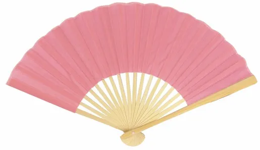 BULK PACK (50) 9" Pink Silk Hand Fans for Weddings