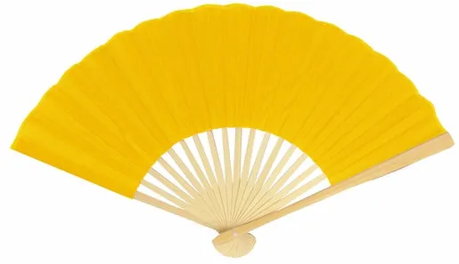 BULK PACK (50) 9" Yellow Silk Hand Fans for Weddings