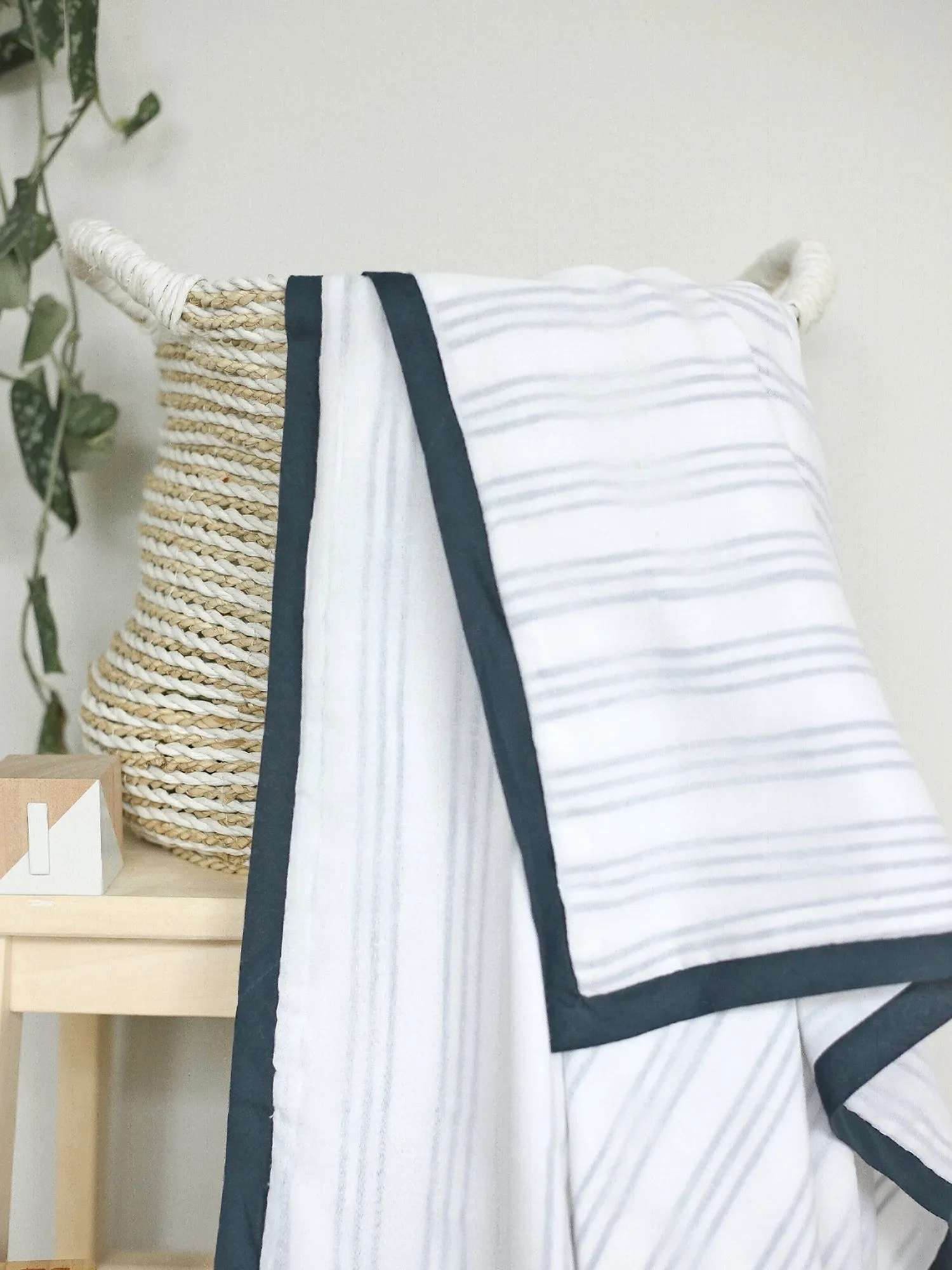 Cairo Blue Striped Cotton Dohar Blanket