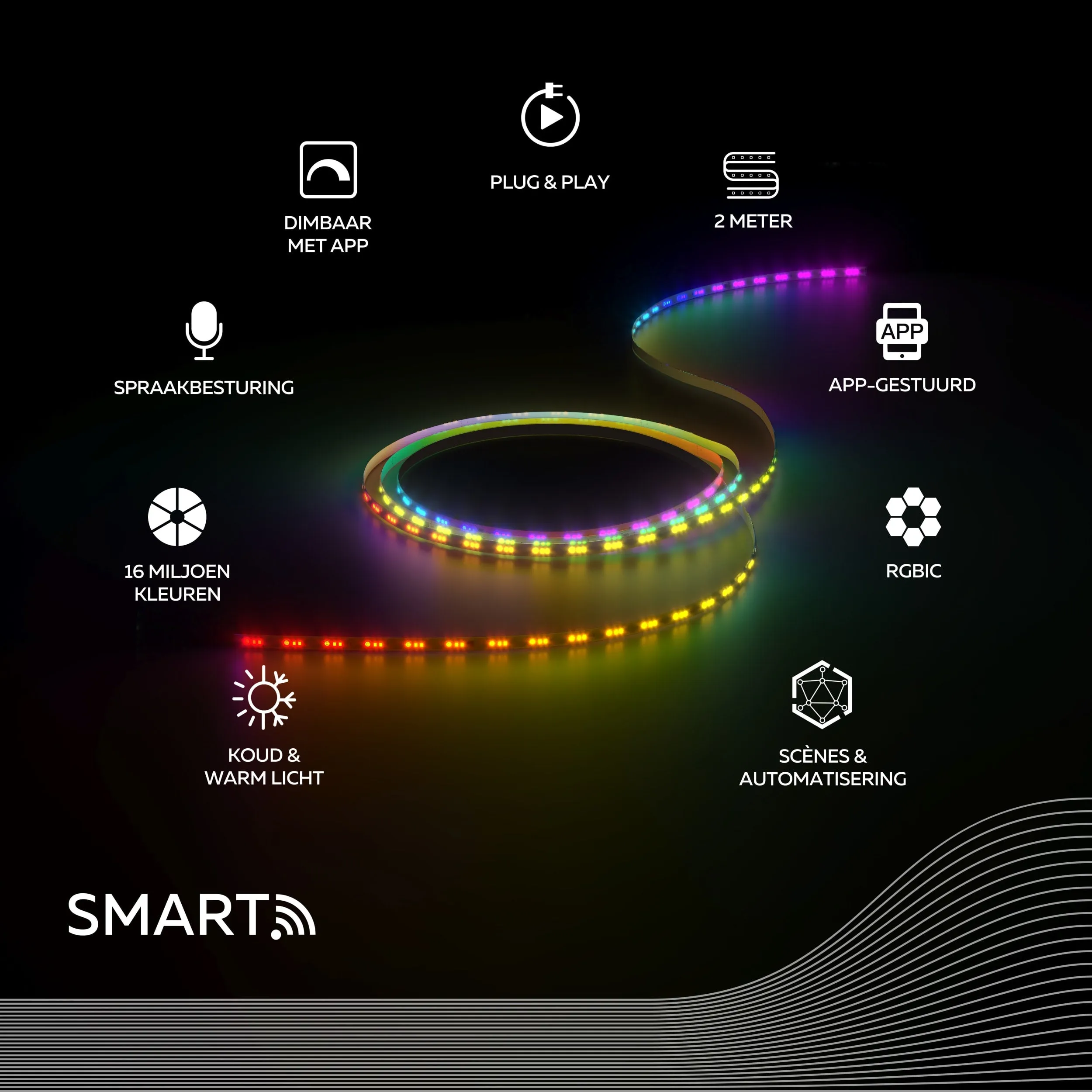 Calex Smart LED Strip - 2m - RGBIC   Warm White