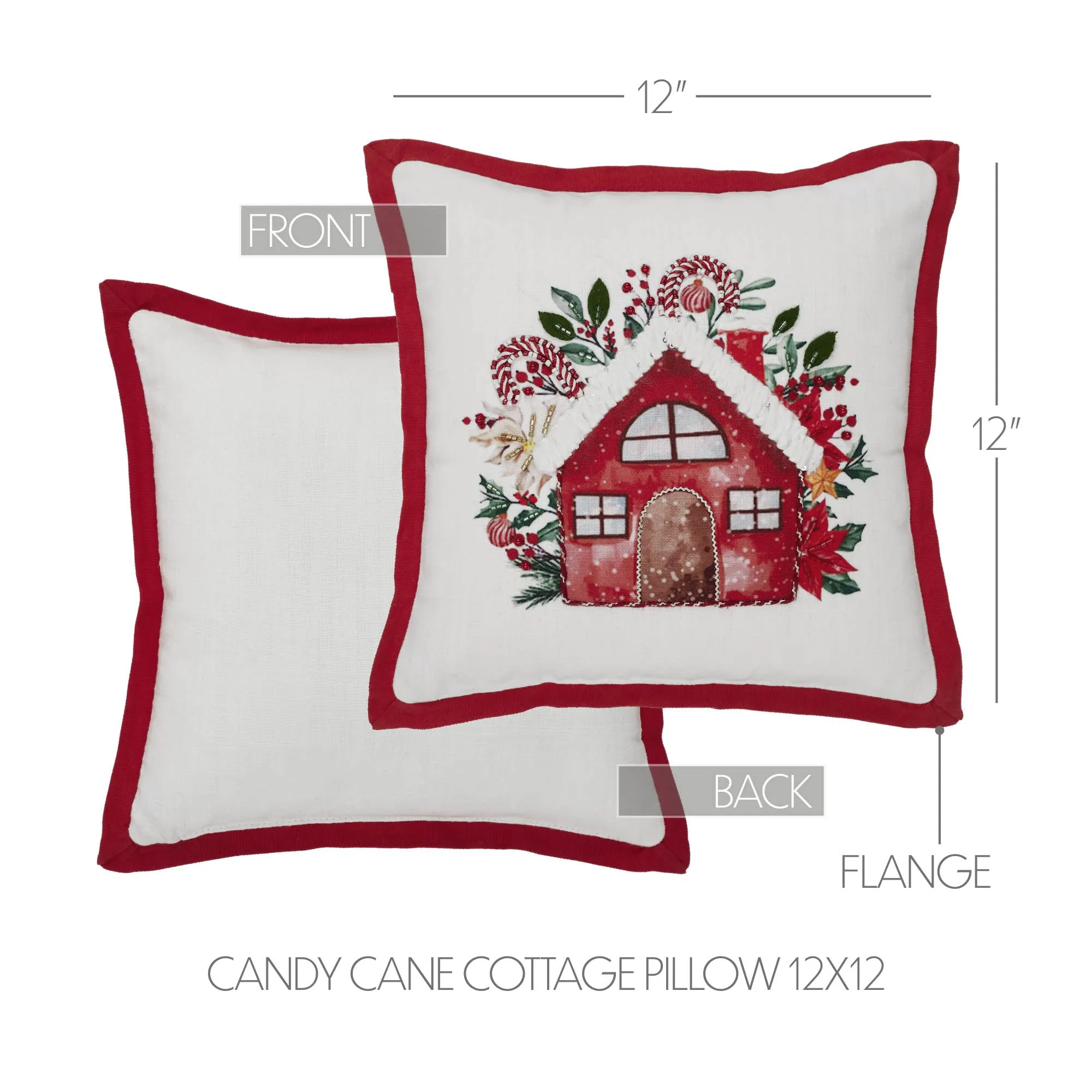 Candy Cane Cottage Pillow 12x12