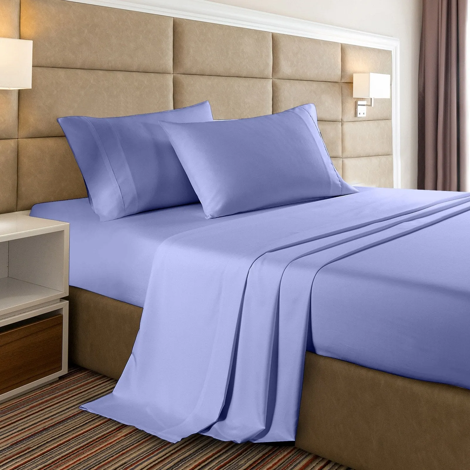 Casa Decor 2000 Thread Count Bamboo Cooling Sheet Set Ultra Soft Bedding King Mid Blue