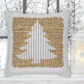 Christmas Burlap-Look Pillow Covers, Rustic Country Square covers, Country Farmhouse Decor, Ticking-Look Pillowcase Set, Farmhouse Pillow Covers