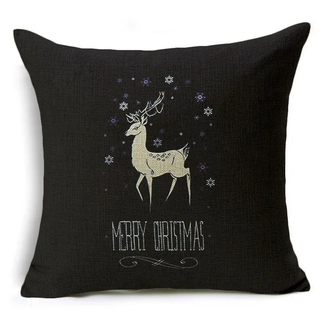 Christmas Deer Cushion Cover Cotton Linen Xmas Deer Santa Claus Pillows Cover