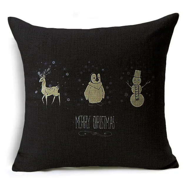 Christmas Deer Cushion Cover Cotton Linen Xmas Deer Santa Claus Pillows Cover