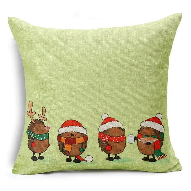 Christmas Deer Cushion Cover Cotton Linen Xmas Deer Santa Claus Pillows Cover