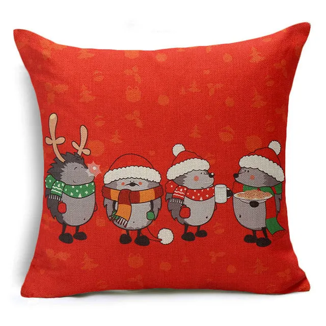 Christmas Deer Cushion Cover Cotton Linen Xmas Deer Santa Claus Pillows Cover