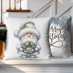 Christmas Pillow Cover, Winter Pillow Cover, Watercolor Santa, Porch Pillow Cover, Holiday Decor