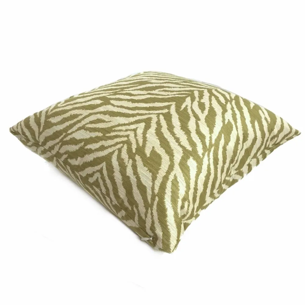 (CLEARANCE) Kravet 32081.3 Faux Tiger Animal Stripe Green Ivory Pillow Cover