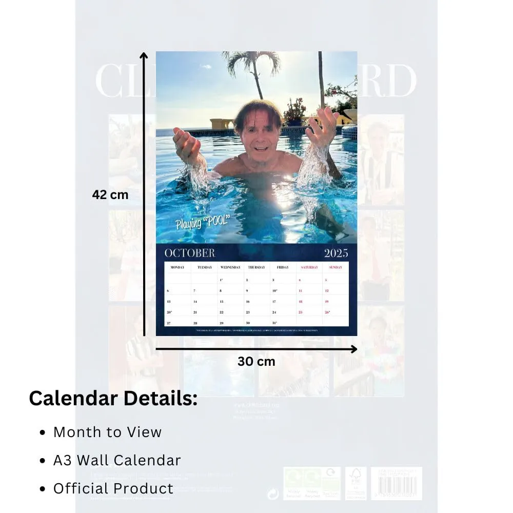 Cliff Richard A3 Calendar 2025 - Official Licensed Merchandise