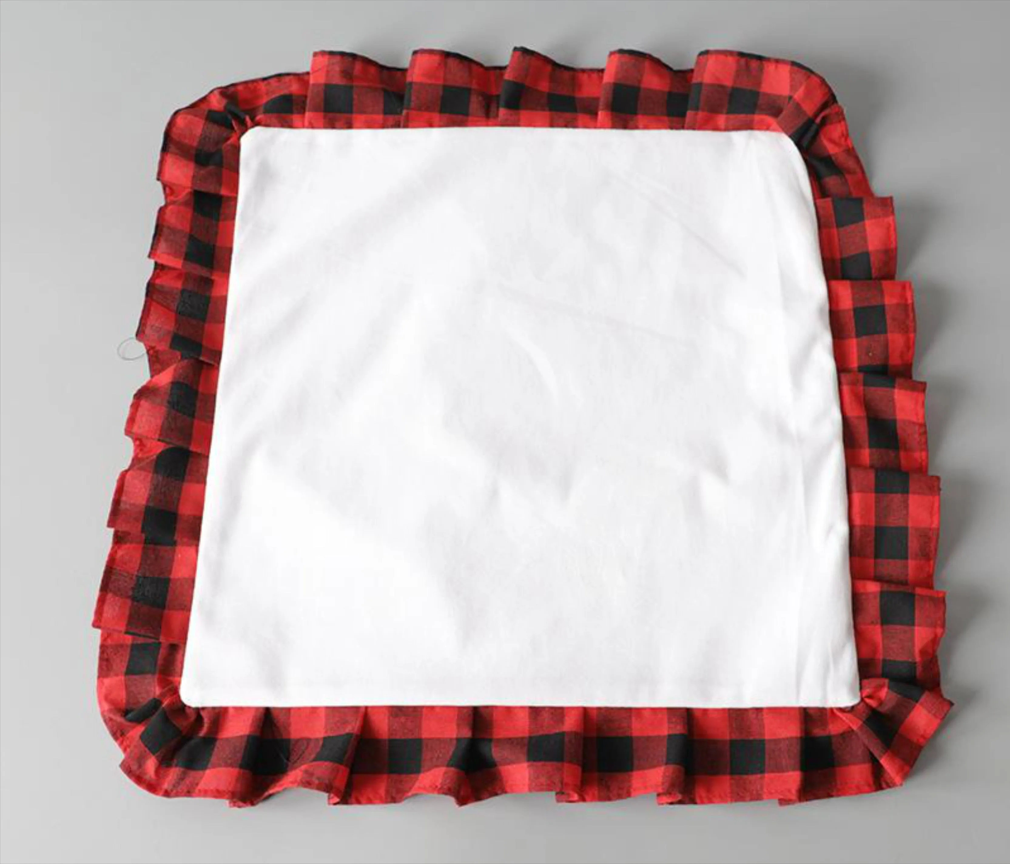 CLOSE OUT - Buffalo Plaid Ruffle Pillow Cover