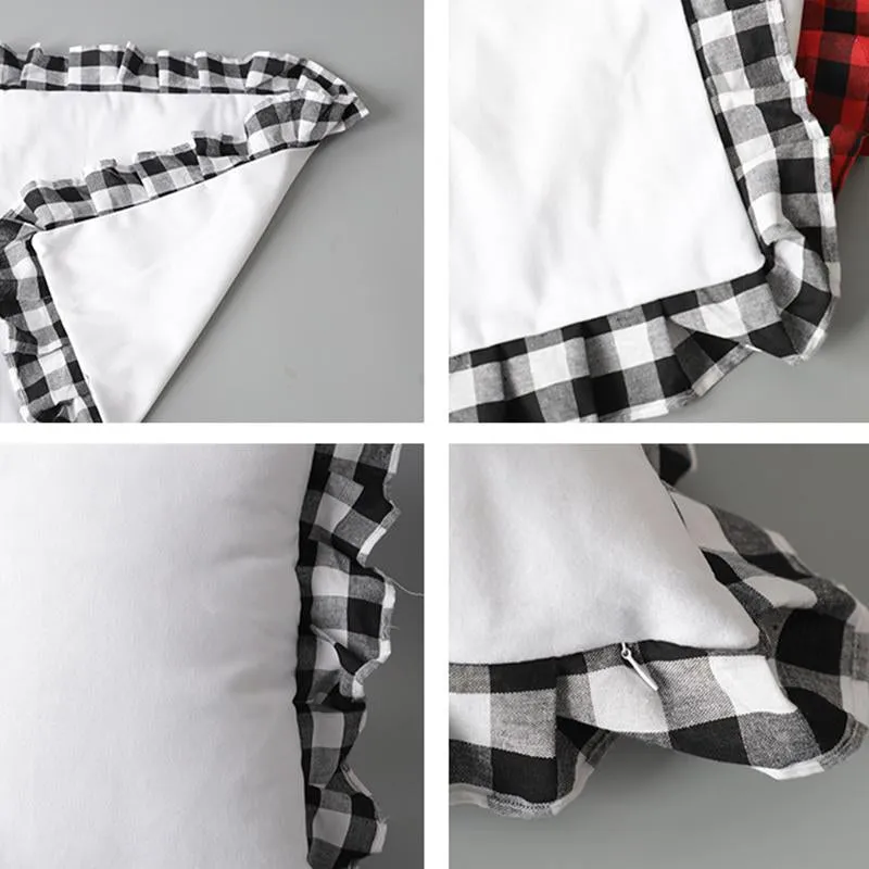 CLOSE OUT - Buffalo Plaid Ruffle Pillow Cover