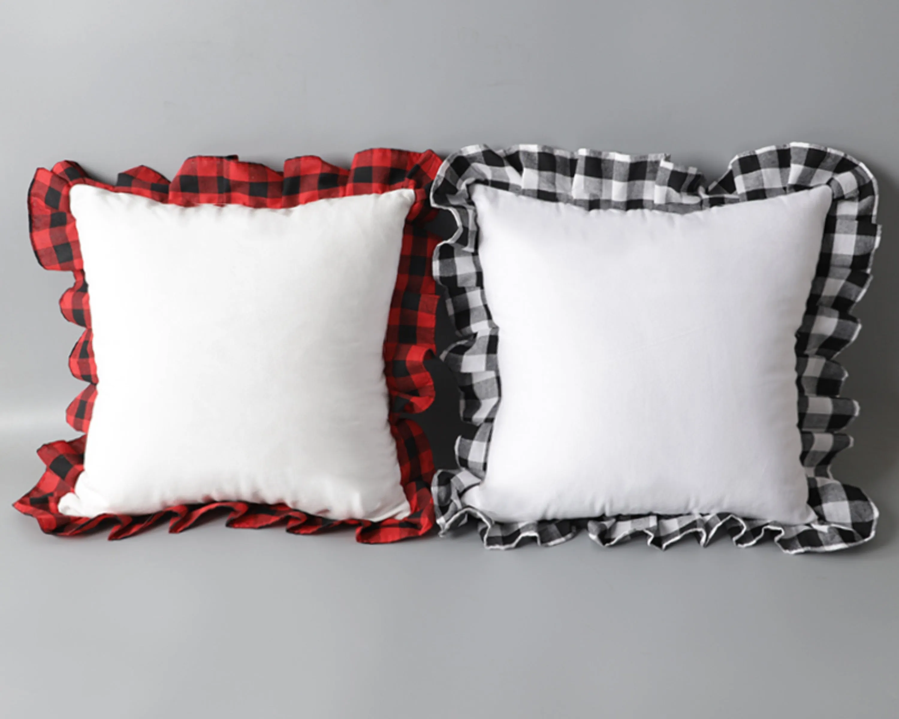 CLOSE OUT - Buffalo Plaid Ruffle Pillow Cover