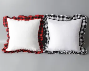 CLOSE OUT - Buffalo Plaid Ruffle Pillow Cover