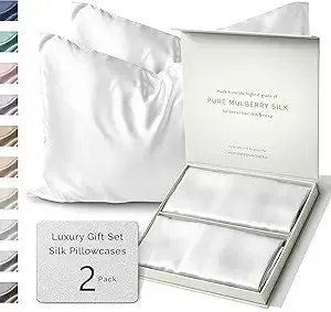 Colorado Home Co 2 Pack King Silk Pillowcases White Mulberry Silk With Zipper