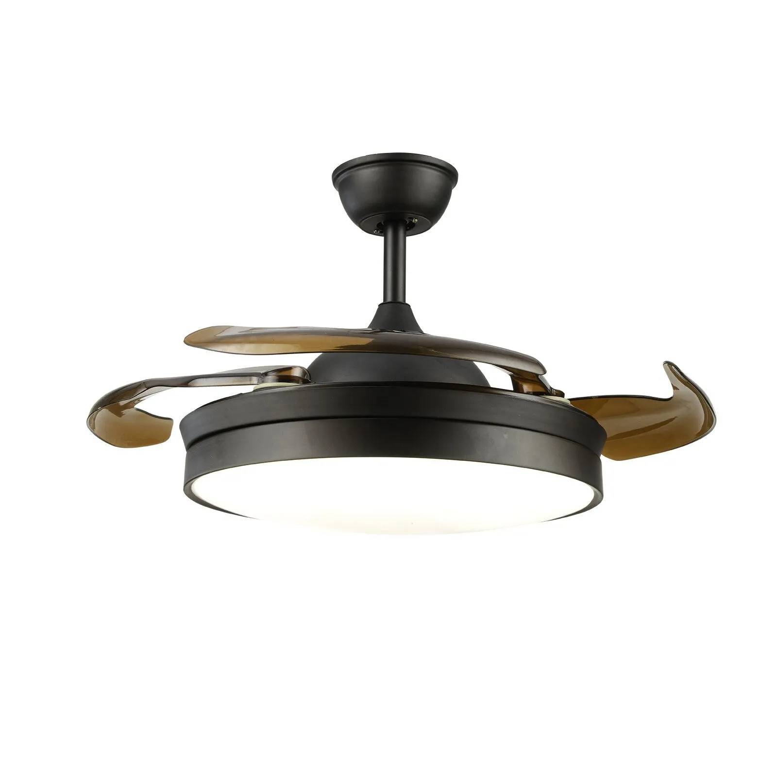 Contemporary Retractable Ceiling Fans with LED Light - A Multi-functional Chandelier Fan with 3 Color Modes, 3 Speed Settings, and 4 Invisible Blades