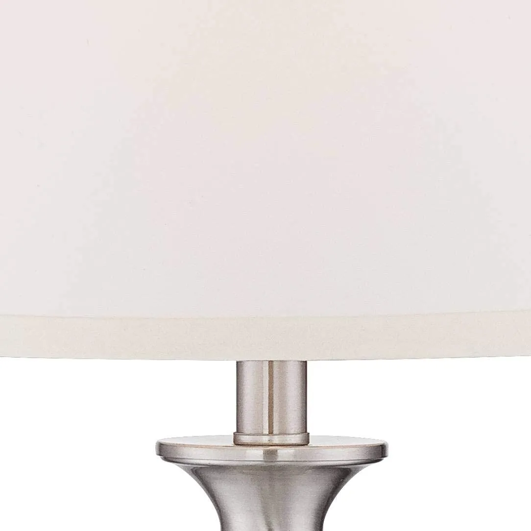 Contemporary Table Lamps 25" High Set of 2 Brushed Nickel Metal