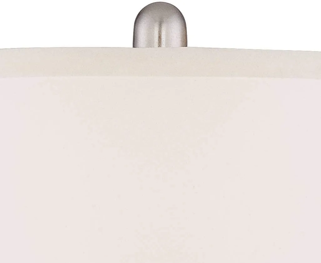 Contemporary Table Lamps 25" High Set of 2 Brushed Nickel Metal