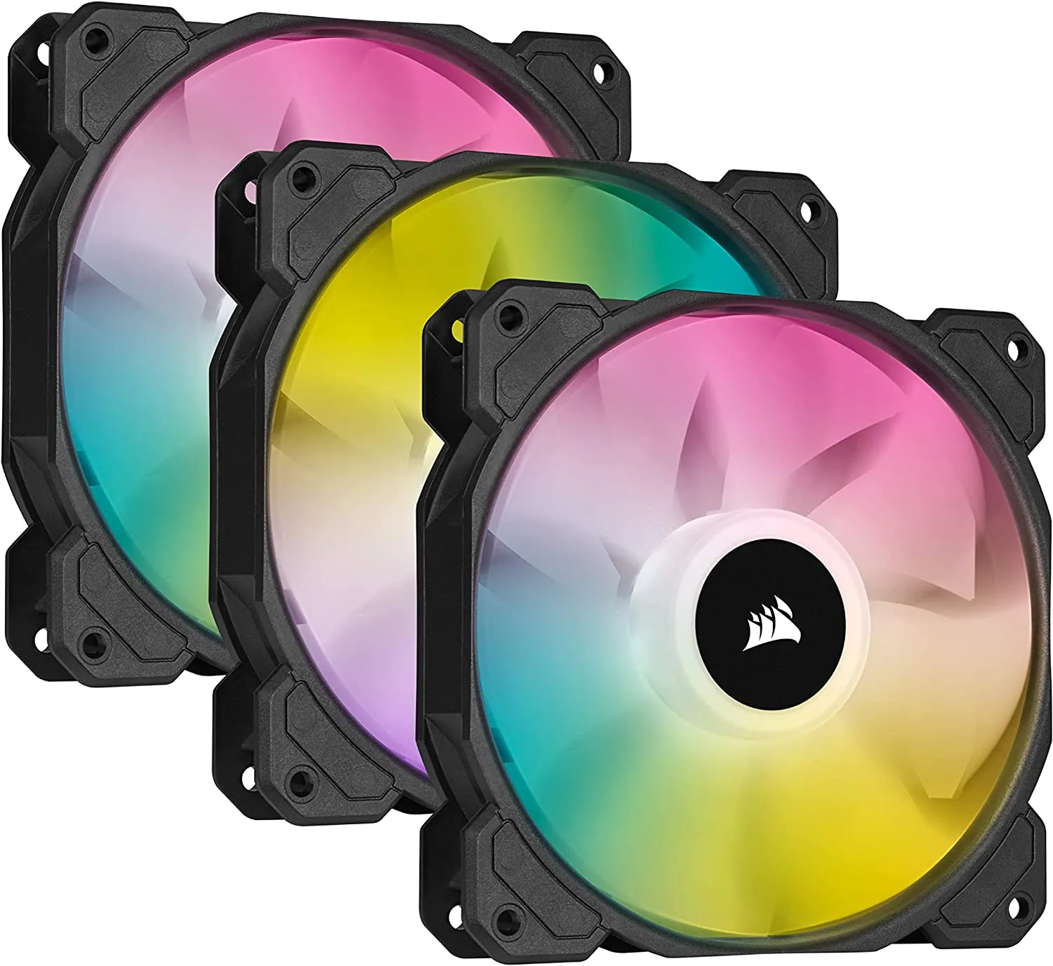 Corsair iCUE SP120 ELITE Performance 12cm PWM RGB Case Fans x3, 8 ARGB LEDs, Hydraulic Bearing, Lighting Node CORE Included