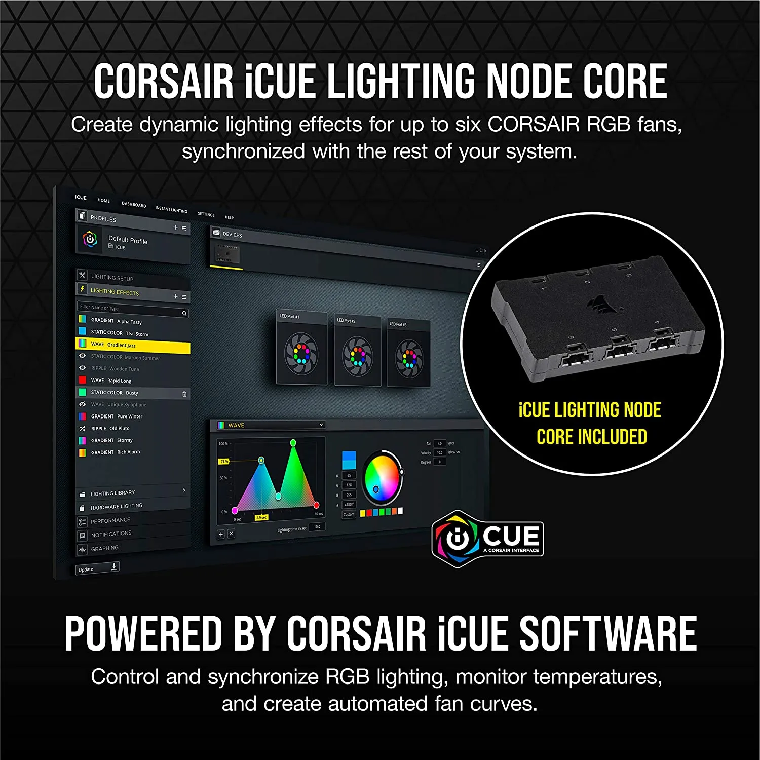 Corsair iCUE SP120 ELITE Performance 12cm PWM RGB Case Fans x3, 8 ARGB LEDs, Hydraulic Bearing, Lighting Node CORE Included